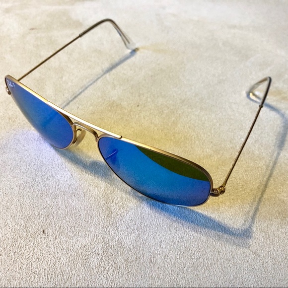 Sold Ray-ban Aviator Blue Flash Gold Frame - Picture 2 of 3